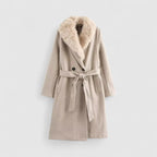Women Thick Warm Faux Fur Trenchcoat