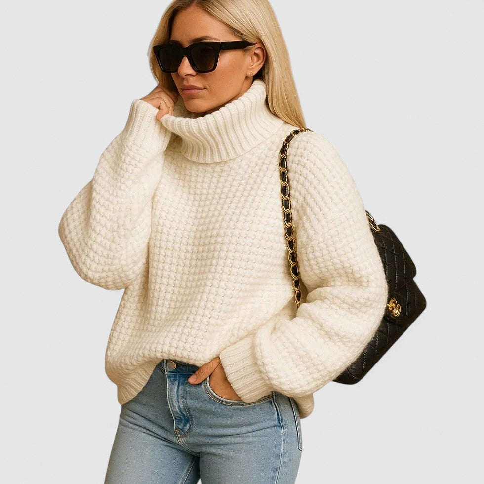 Women Warm Knitted Turtleneck Winter Sweater