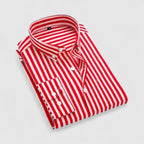 Men Slim Fit Long Sleeve Striped Pattern Dress Shirt