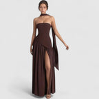 Strapless High Slit Evening Maxi Dress for Women