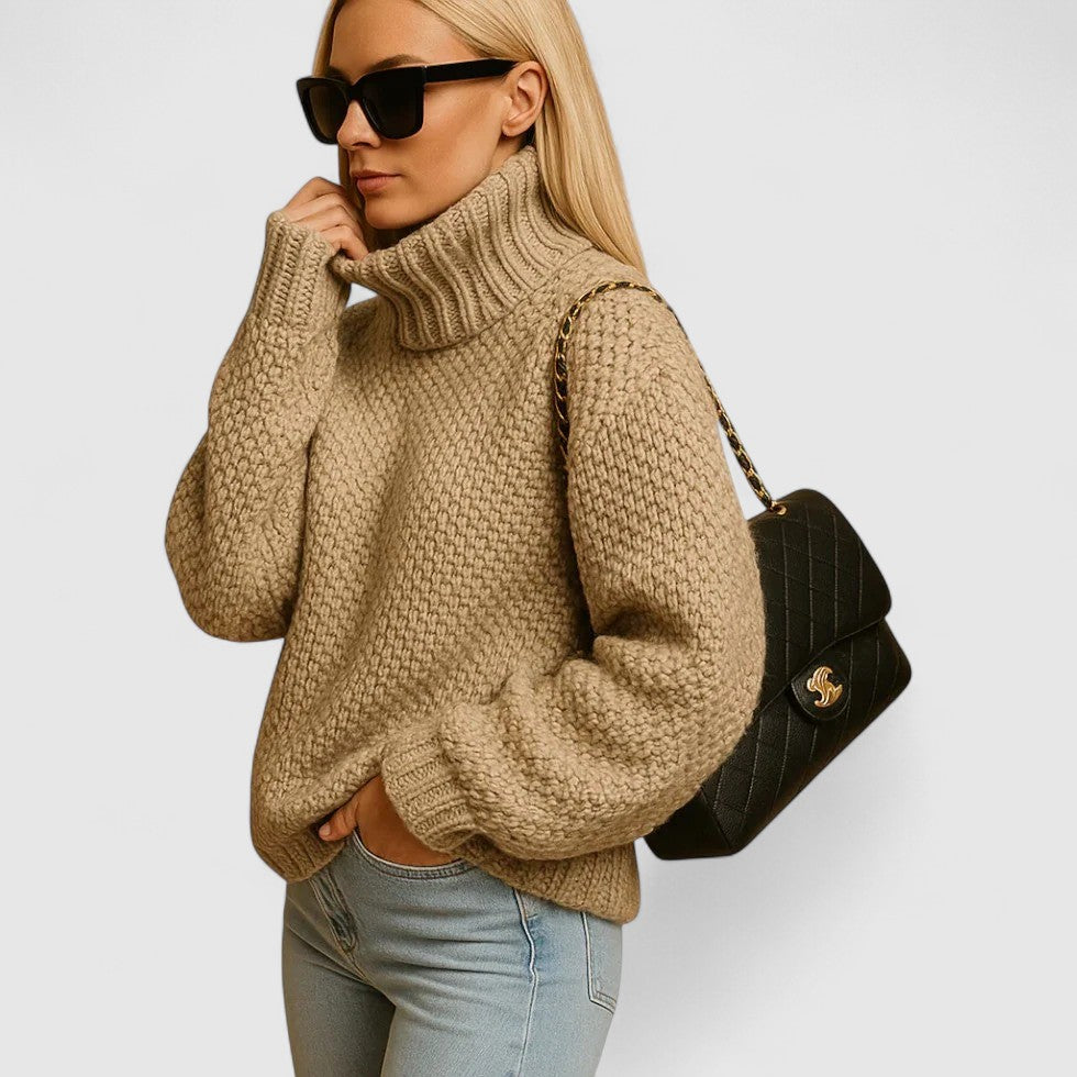 Women Warm Knitted Turtleneck Winter Sweater