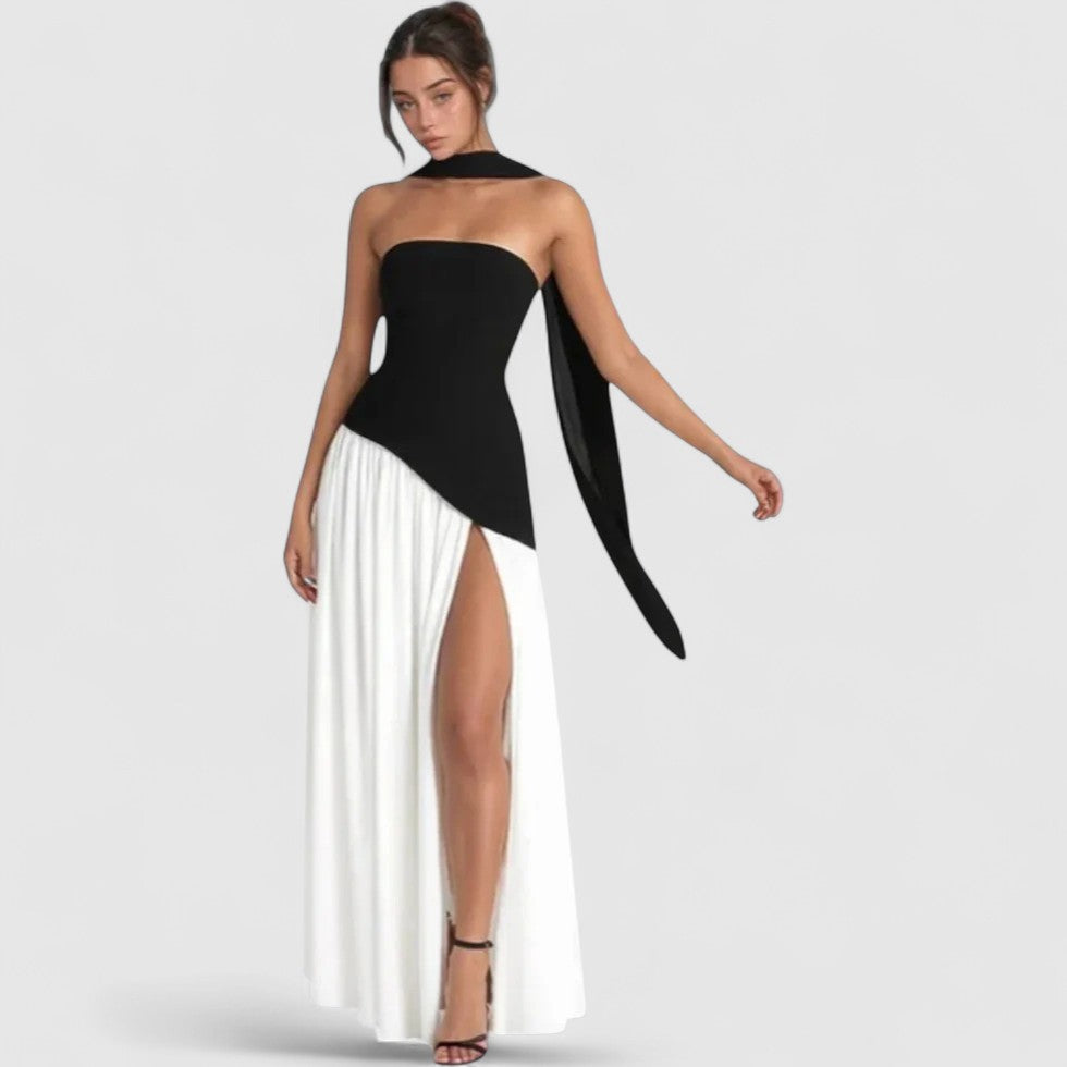 Strapless High Slit Evening Maxi Dress for Women