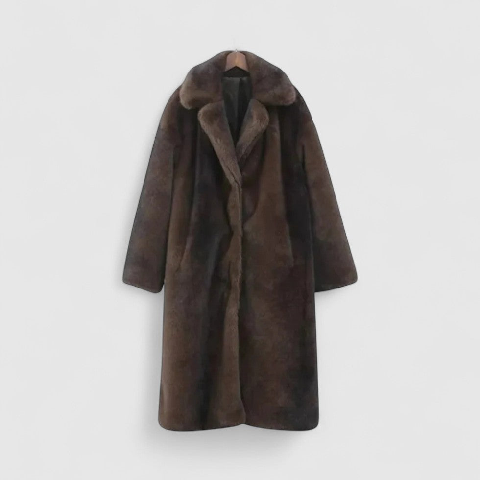 Women Long Sleeve Classic Faux Fur Winter Overcoat