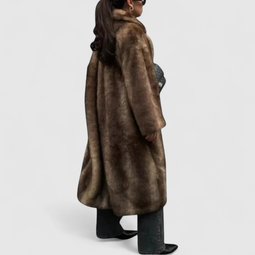 Women Long Sleeve Classic Faux Fur Winter Overcoat