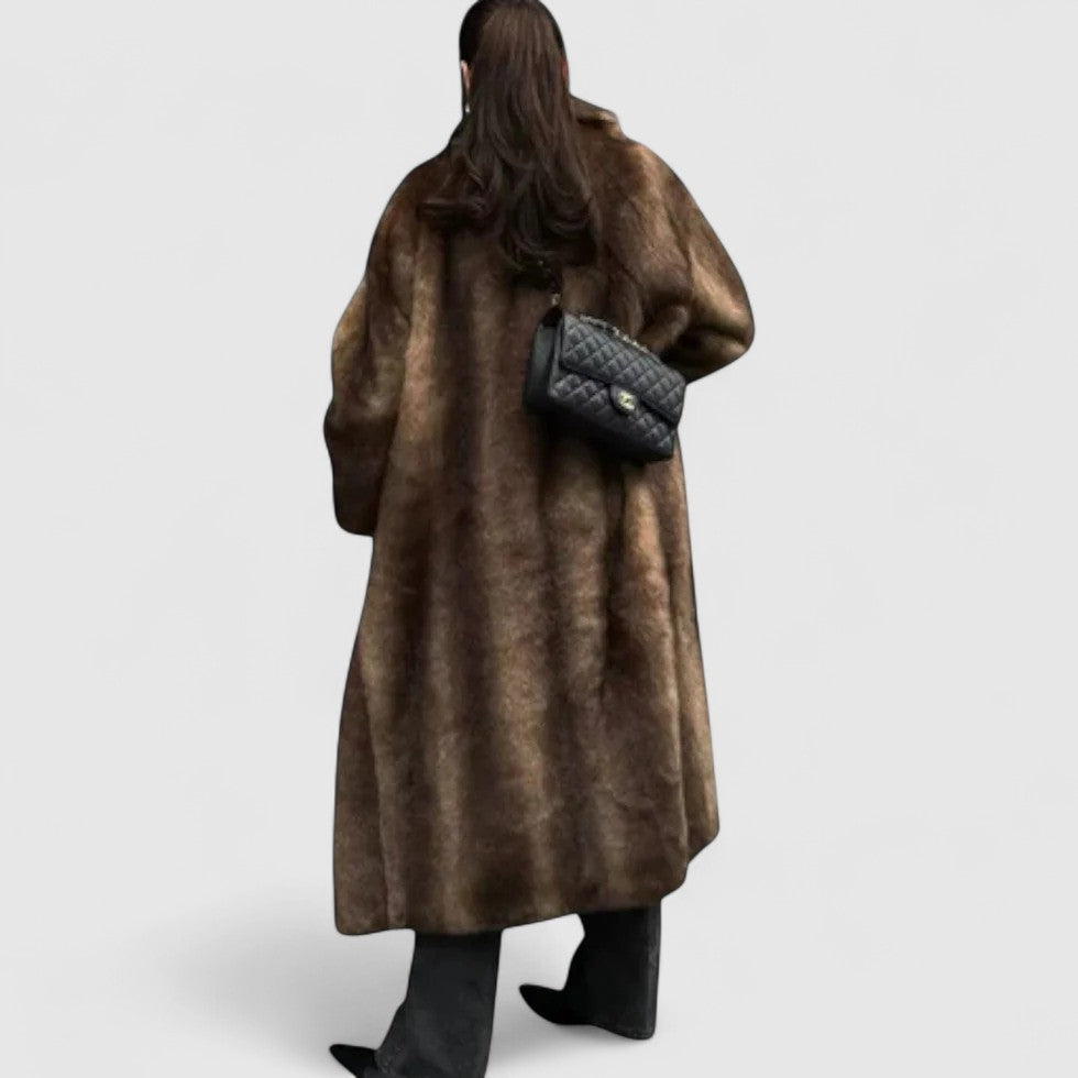 Women Long Sleeve Classic Faux Fur Winter Overcoat