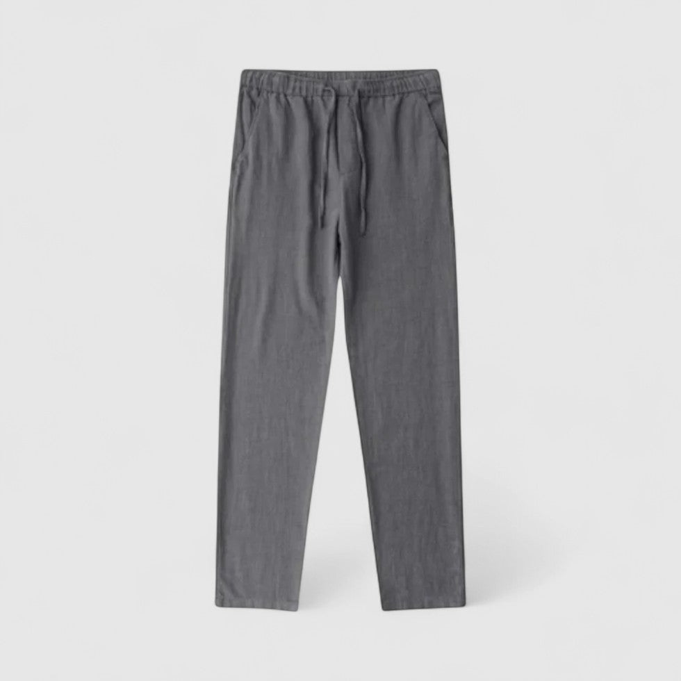 Men Regular Fit Linen Trousers Old Money Style Pants