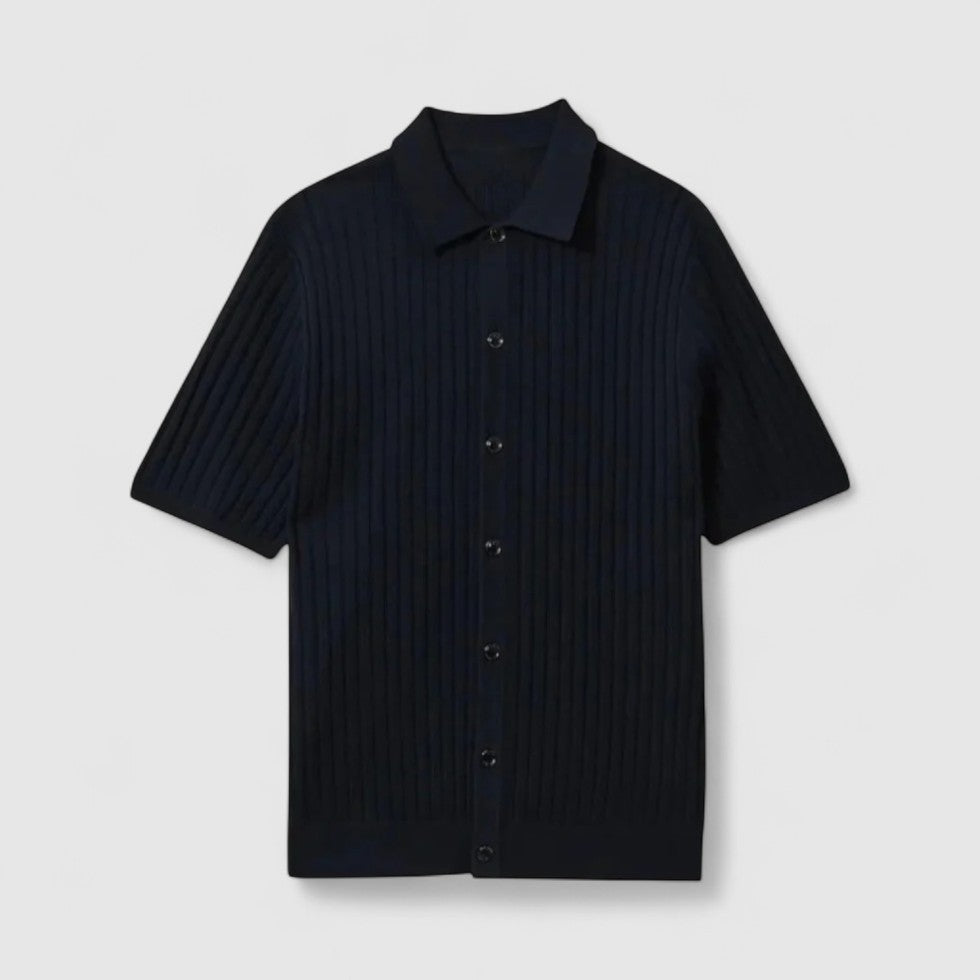 Knitted Short Sleeve Button Up Summer Shirt for Men