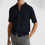 Knitted Short Sleeve Button Up Summer Shirt for Men