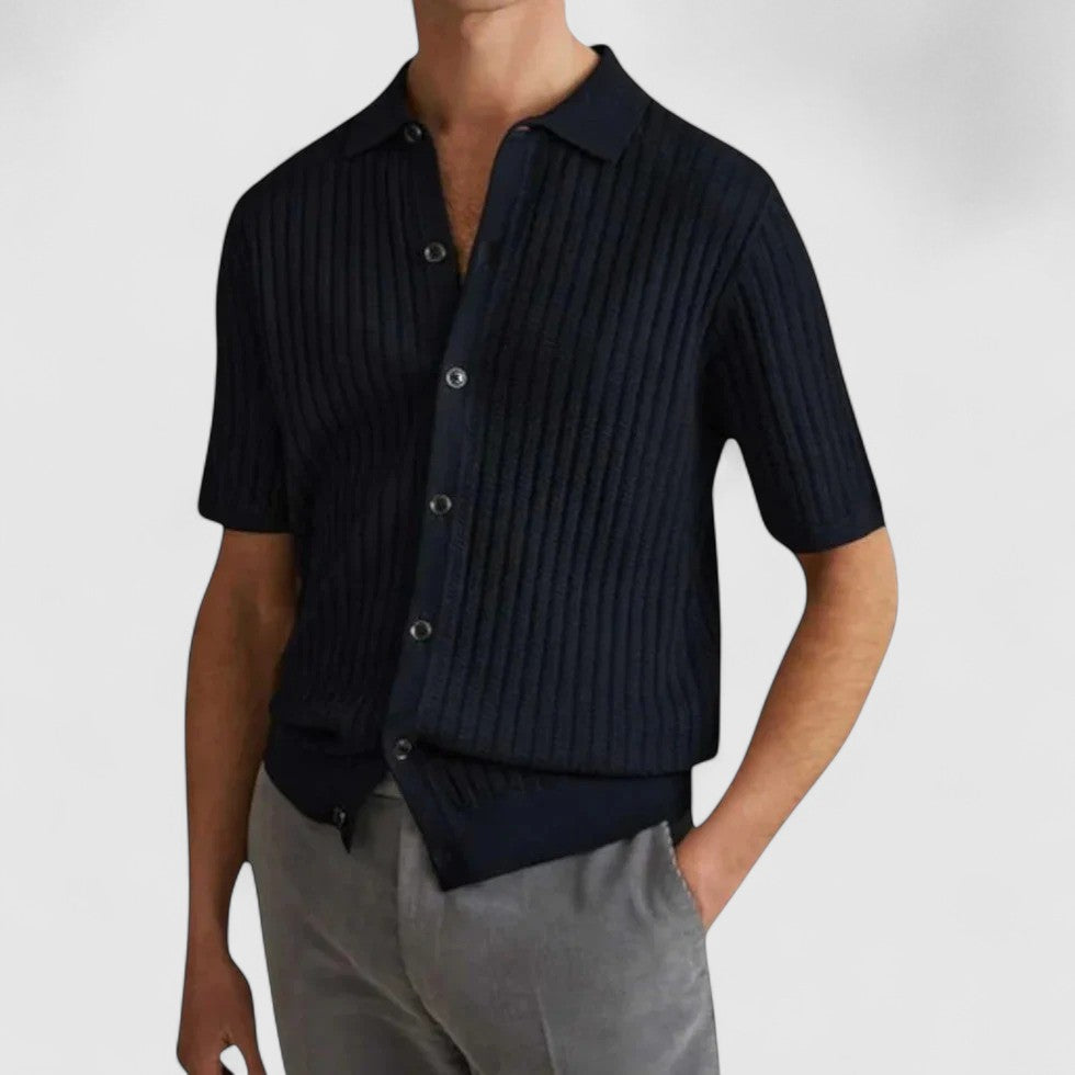 Knitted Short Sleeve Button Up Summer Shirt for Men