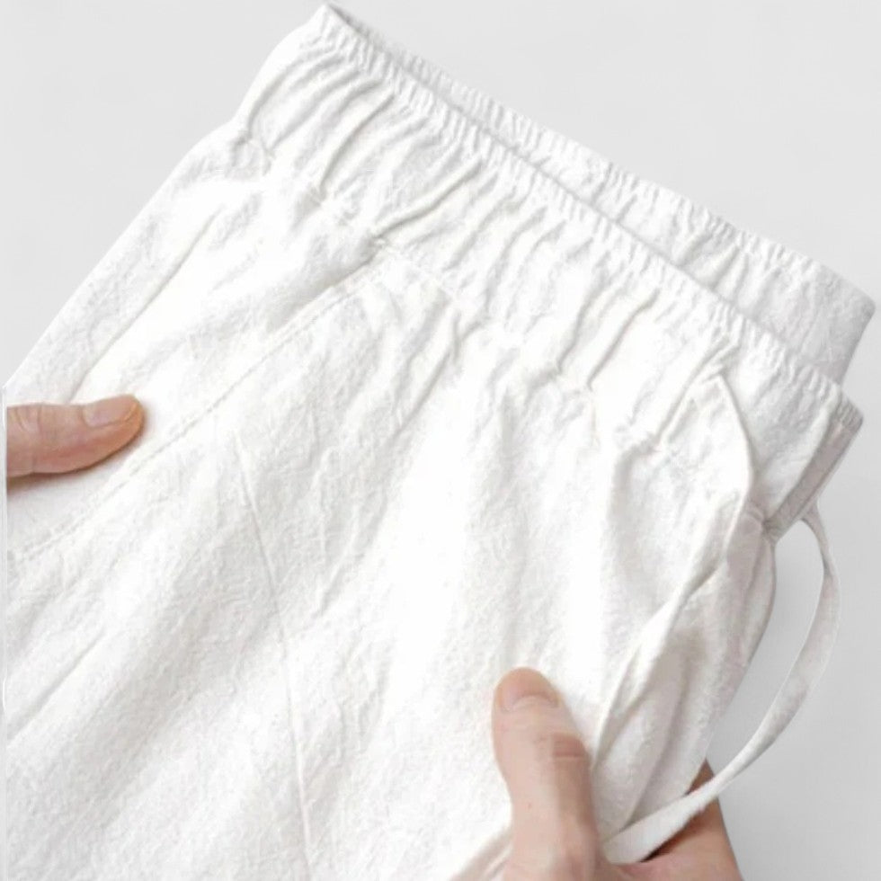 Men Regular Fit Linen Trousers Old Money Style Pants