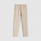 Men Regular Fit Linen Trousers Old Money Style Pants