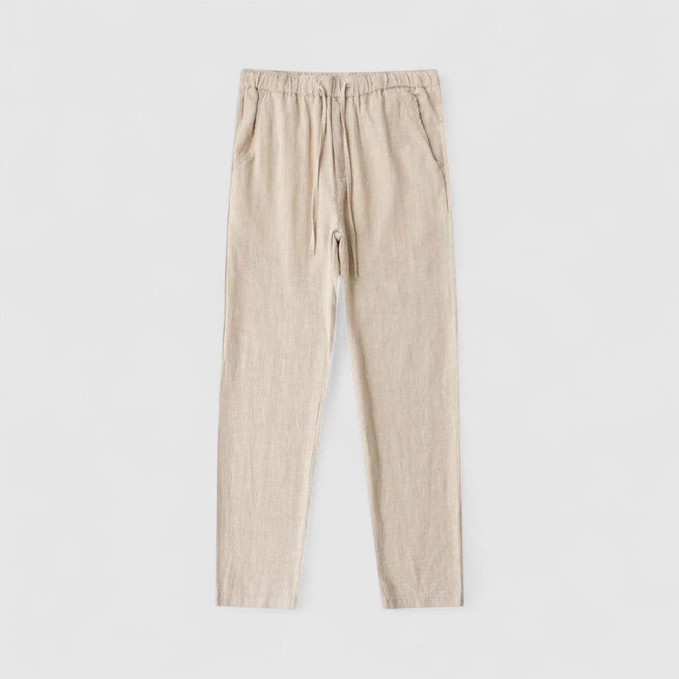Men Regular Fit Linen Trousers Old Money Style Pants