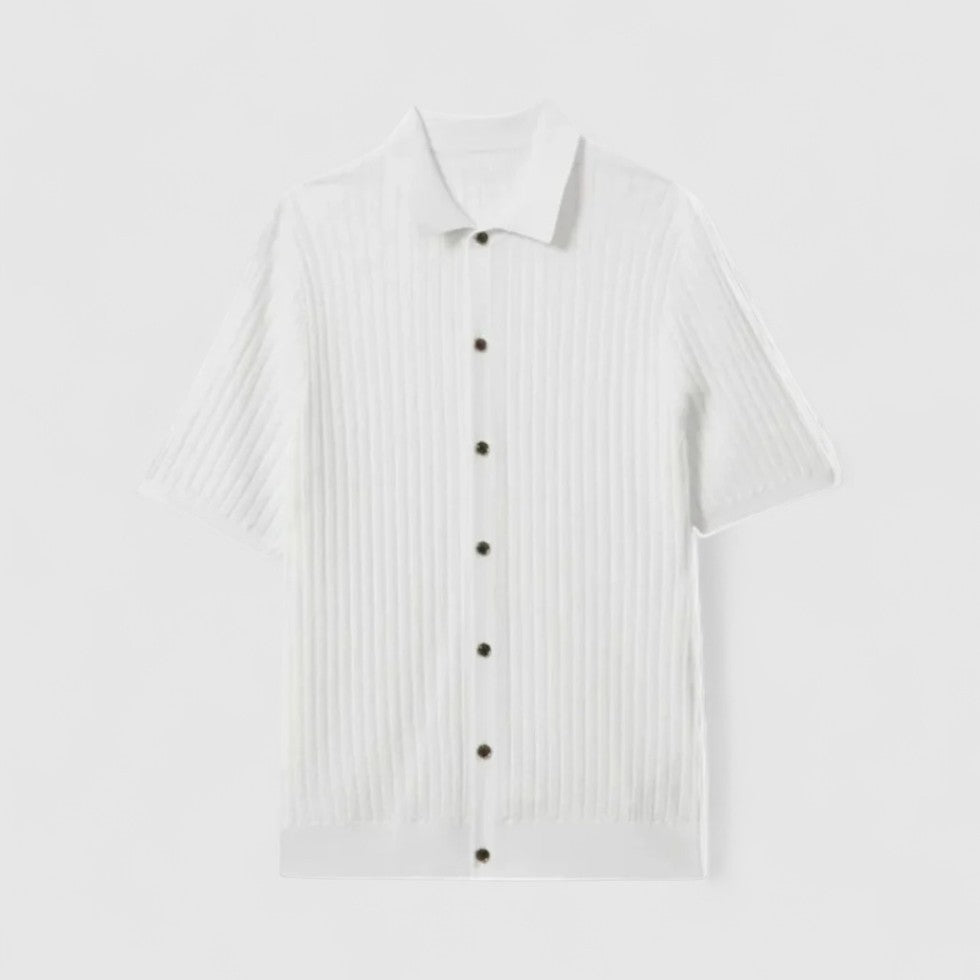 Knitted Short Sleeve Button Up Summer Shirt for Men