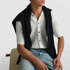 Knitted Short Sleeve Button Up Summer Shirt for Men