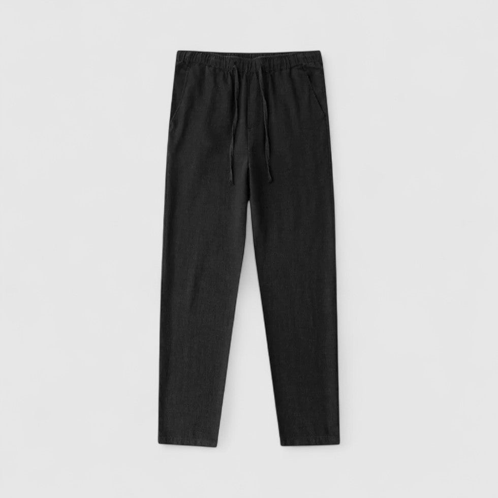 Men Regular Fit Linen Trousers Old Money Style Pants