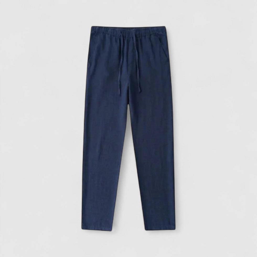 Men Regular Fit Linen Trousers Old Money Style Pants