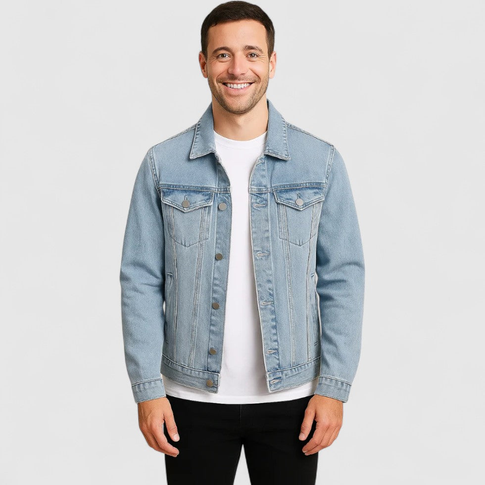 Men Classic Slim Fit Button Up Denim Jacket